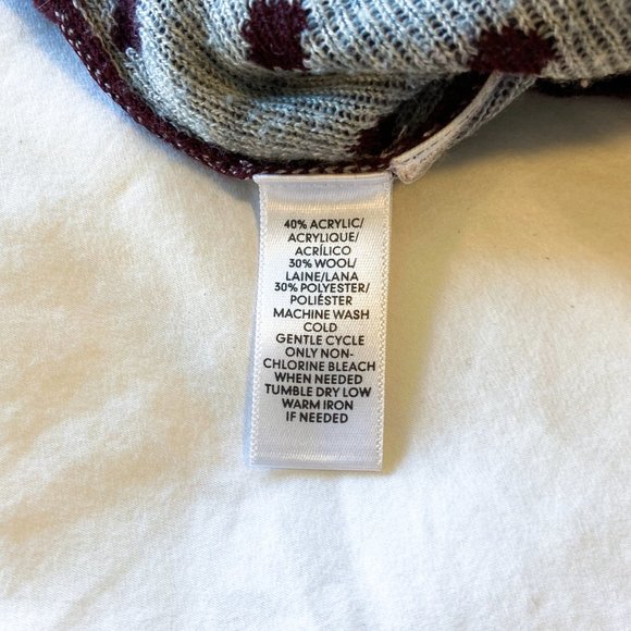 LOFT Maroon Polka-Dot Crew Neck Wool Sweater, S - Picture 6 of 6